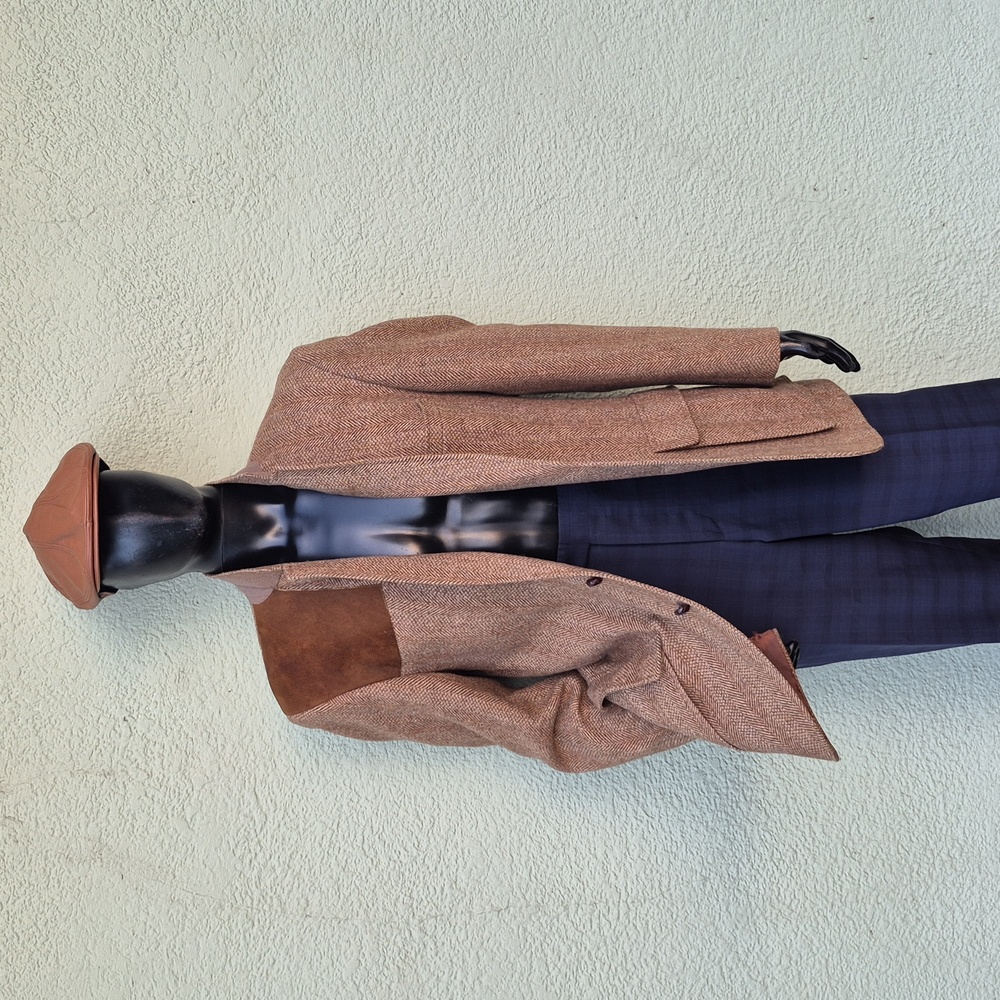 American Fashion Collection by H.I.S Men's Vintage Tweed Blazer w/Suede Detail